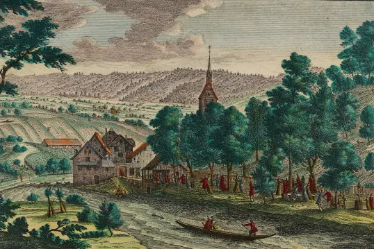 Gravure bains thermaux à baden 